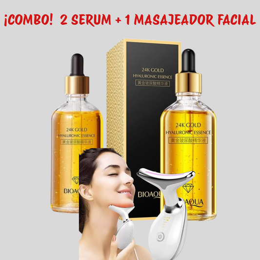 ¡COMBO! 2 SERUM DE ACIDO HIALURONICO 24K DE BIOAQUA + MASAJEADOR FACIAL